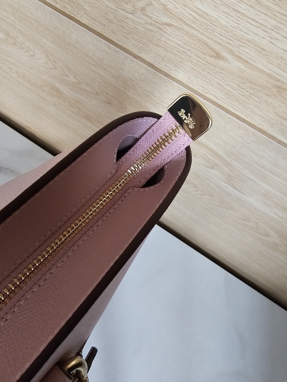 Coach Blush Pink Leather Tote with Front Pocket - Picture 8 of 13